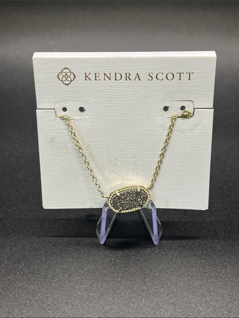 Kendra Scott Drusy Pendant Necklace in Black and Gold